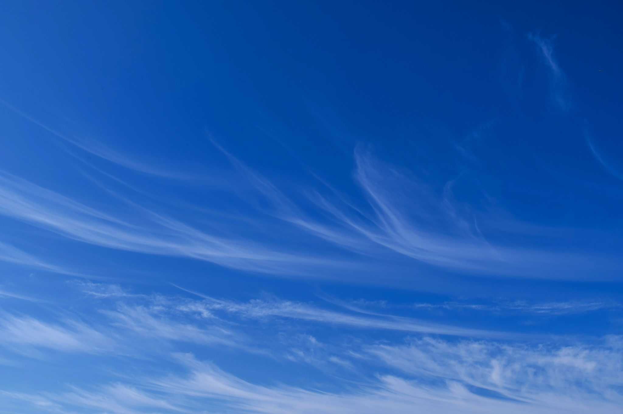 Blue sky with cirrus clouds panorama.